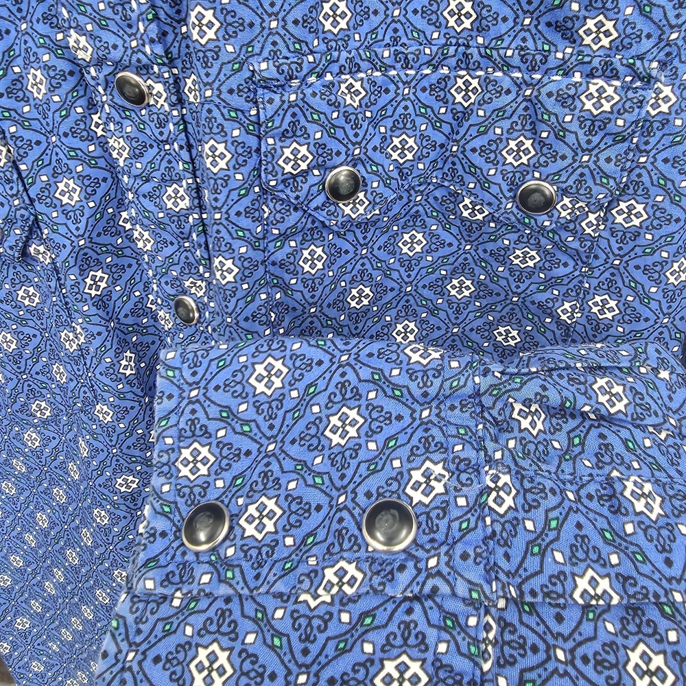 Wrangler 20X Western Shirt Mens Small Blue Pearl Snap Cowboy Rodeo‎ Sawtooth - Picture 4 of 11